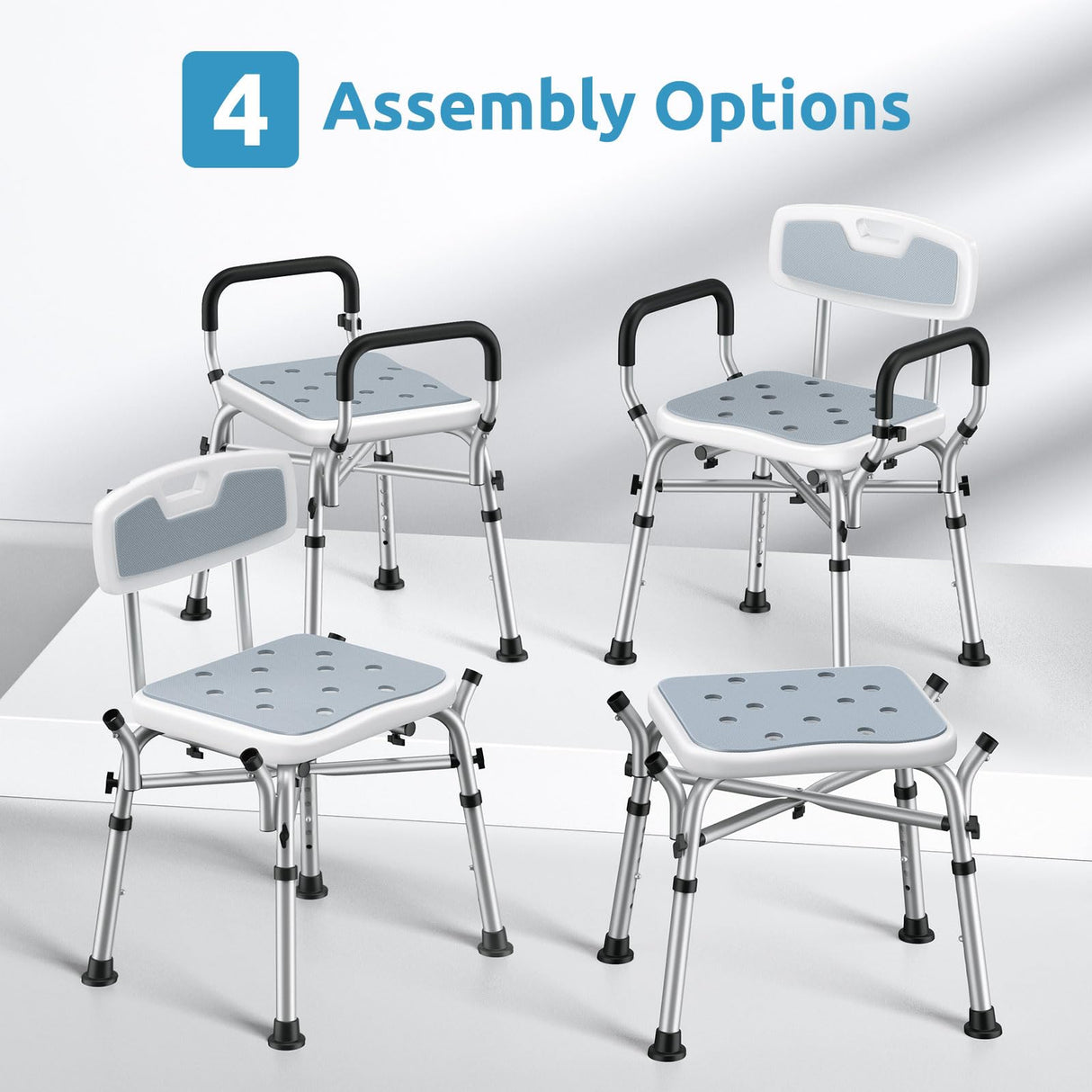 Shower Chair for Inside Shower, BRITULIF 550 lbs Heavy Duty Shower Chair for Elderly and Disabled, Shower Seat FSA/HSA Eligible, 6 Height Adjustable, Ideal for Adult and Senior Bathroom Needs