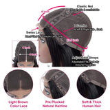 Josblue Deep Wave Lace Front Wigs Human Hair 180% Density 4x4 HD Transparent Lace Closuret Wet and Wavy Human Wigs for Black Women Pre Plucked with Baby Hair Nature Color