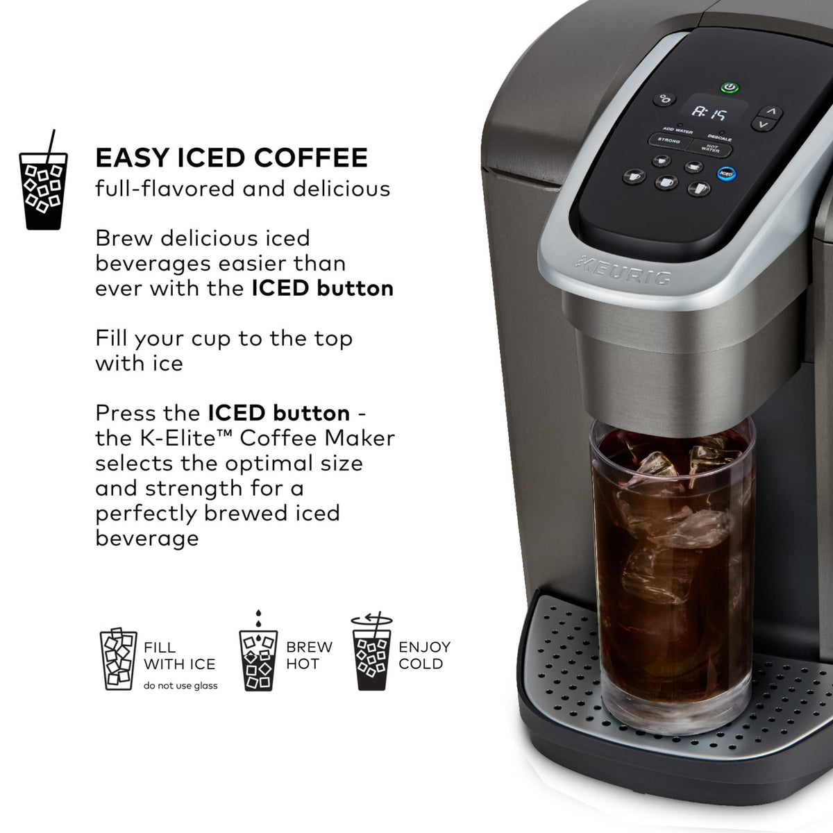 Keurig K-Elite Single Serve K-Cup Pod Coffee Maker, Brushed Slate