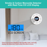 GiiHoo Wireless Interconnected Smoke Carbon Monoxide Detector Battery Powered, Interlinked Combination Smoke and Carbon Monoxide Detector Alarm with Digital Display, Silence Button (White-1)