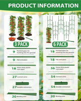 MYMULIKE 6 Pack Tomato Cages for Garden, 51in*13in Adjustable Tomatoes Plant Stakes Support Cages Trellis, Garden Trellis for Vegetable Flowers Fruits Climbing Plants- 20 Binding Wires Included