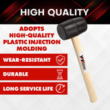 YIYITOOLS YY-2-005 Rubber Mallet Hammer With Wood Handle–8-oz, black