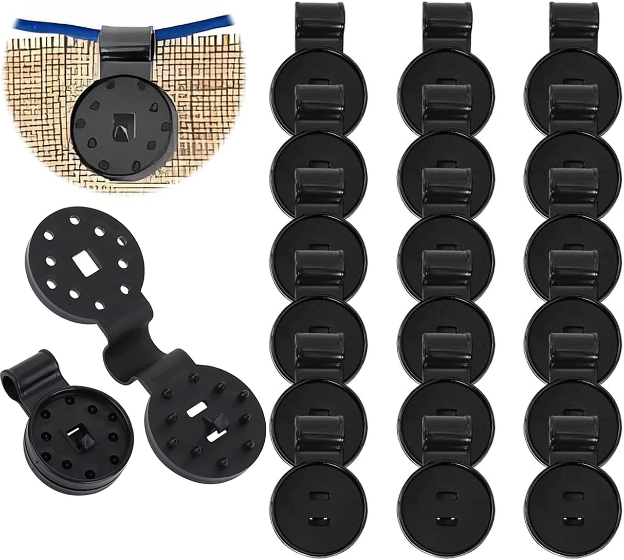 JOYSAND 100 Pack Shade Cloth Clips, Sun Shade Net Clip, Fabric Clips, Round Plastic Heavy Duty Lock Grip for Anti Bird Netting, Gardening & Windproof Awning Clamp