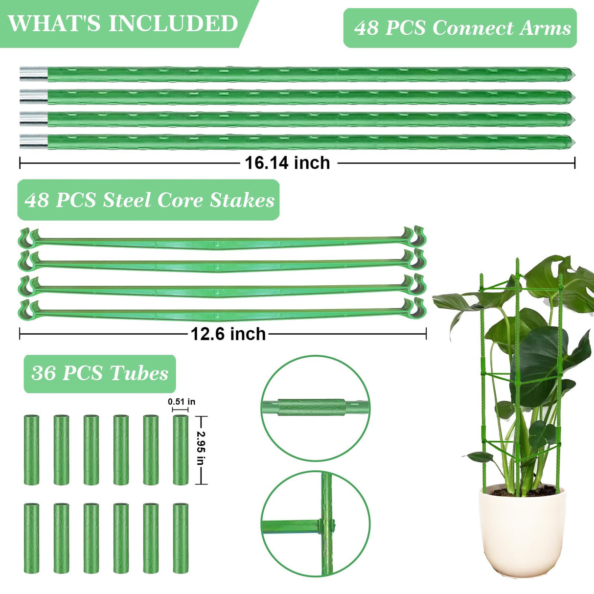 Moirsunt 66Inch Tomato Cage for Garden, 4Pack Plant Support Garden Stakes