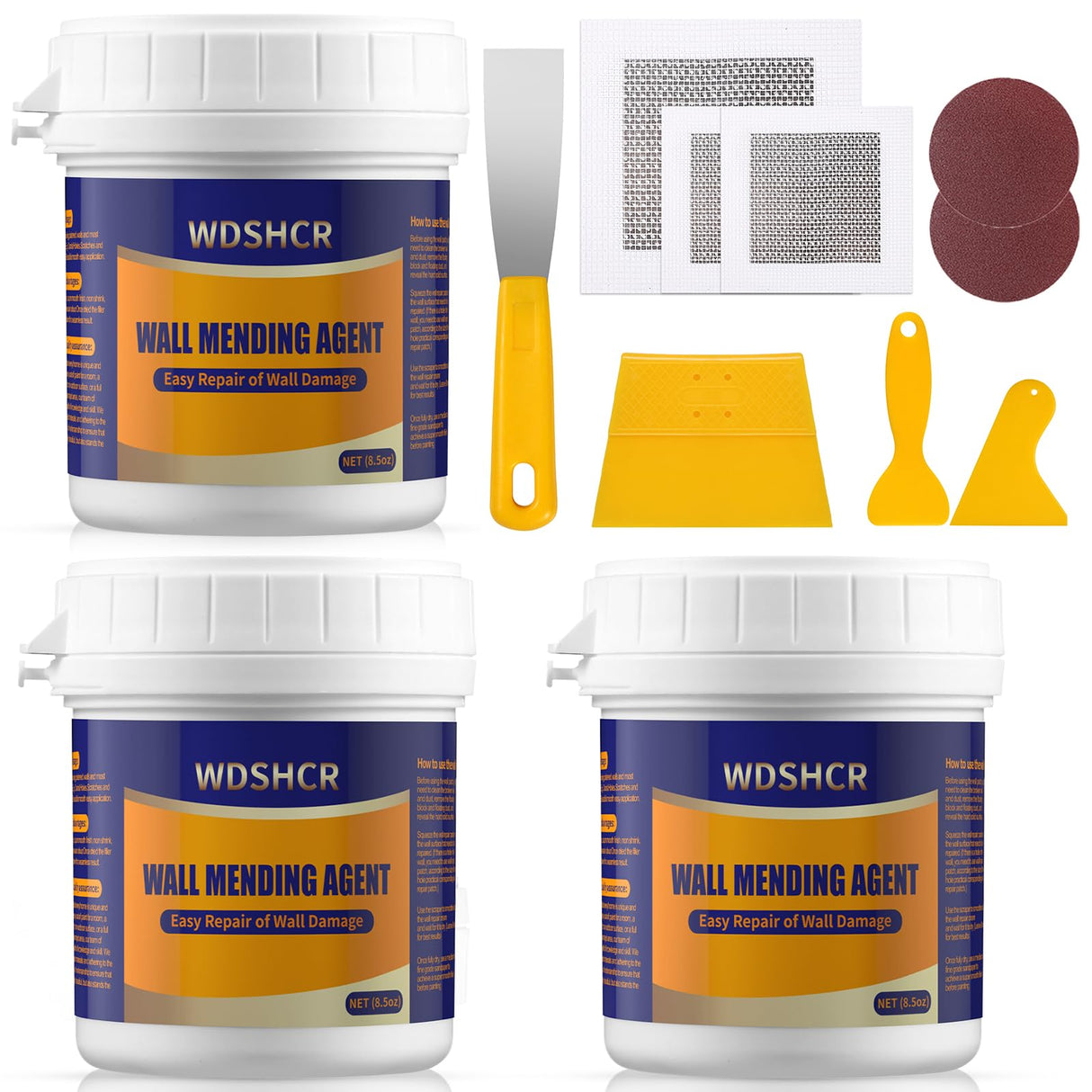 Drywall Repair Kit Drywall Hole Repair Patch Kits Wall Spackle Repair Paste with 8.5OZ White Wall Repair Putty with Scraper, Wall Surface Hole Fill Quick and Easy Solution (3Pack)
