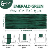 6 Pack Christmas Table Runner Emerald Green Cheesecloth 10Ft Gauze Cheese Cloth Table Runner 35x120 Inch Boho Sheer Rustic Fabric for Party Decor Baby Shower Wedding Home Holiday Decorations