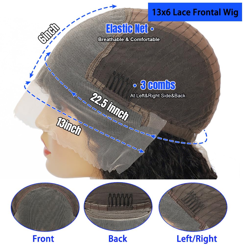 26Inch Deep Wave Lace Front Wigs Human Hair Glueless 13X6 deep Wave HD Lace Frontal Wigs 200% Density Brazilian Curly Human Hair Pre Plucked with Baby Hair Curly Lace Front Wig