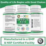 Genex Formulas Ursolic Acid 300mg (180 Capsules) Ursolic Acid Sourced from Rosemary Extract - Non-GMO, Gluten Free, Vegetarian