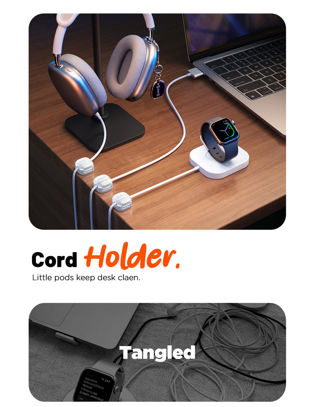 Cable Clips,12Pack Cord Holder Cord Organizer [1s Lock & Strongest Adhesive] Spring Cord Clips Phone Charger Wire Desk Cable Management Nightstand Home Office School Decor Women Cute Desk White