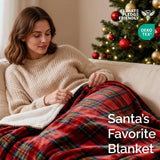 Christmas Sherpa Blanket Throw Size - Reversible Sherpa Fleece Blanket - Super Soft Double Sided Throw for Bed, Sofa, Couch - Thick, Warm, Cozy & Plush - Xmas Winter Bedding - Christmas Tartan, 50x60