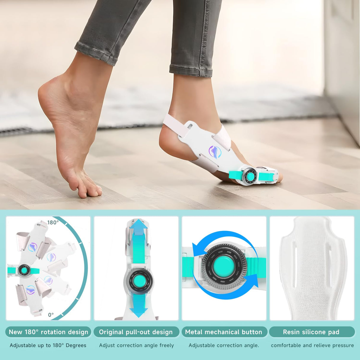 HUQKIYA Bunion Corrector for Women & Men, Orthopedic Bunion Splint with Toe Separator Adjustable Toe Straightener Suitable for Left/Right Feet Hallux Valgus Relief (White 1Pcs)