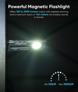 HOTLIGH ZF8313 Rechargeable Flashlight, Magnetic EDC Flashlight Rechargeable, 2000 Lumens LED Flashlight with RGB and UV Lighting Source for Outdoor, Car Repairing