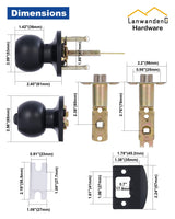 Lanwandeng 2 Pack Entry Door Knobs with Lock and Keys All Alike, Interior/Exterior Door Knob for Bedroom or Bathroom, Entrance Matte Black Door Locks