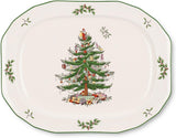 Spode Christmas Tree Sculpted Octagonal Platter, 14-Inch Holiday Serving Platter for Meats, Cheeses & Desserts, Dishwasher & Microwave Safe Christmas Dinnerware with Iconic Tree Design