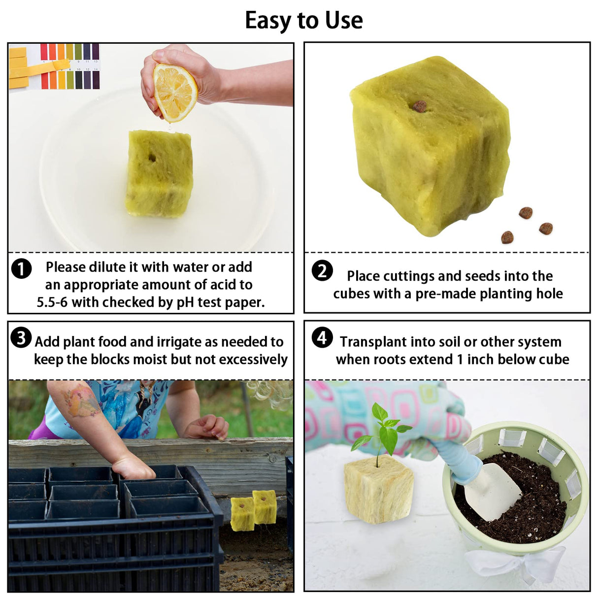 Legigo 1.5 Inch Rockwool Cubes for Hydroponics Seed Starter, Rock Wool Planting Cubes Hydroponic Garden Grow Plugs for Soilless Cultivation Plants Cutting Germination Clone(4 Sheet, 196 Plugs)