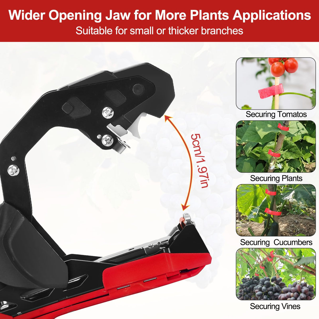 RUKHOOL Upgraded Plant Tying Machine Gun to Tie Up Vine Tomatoes and Grapes Quickly Garden Tape Tool for Gardeners Farmers with SK5 Blade Replacement Garden Tapes and Staples