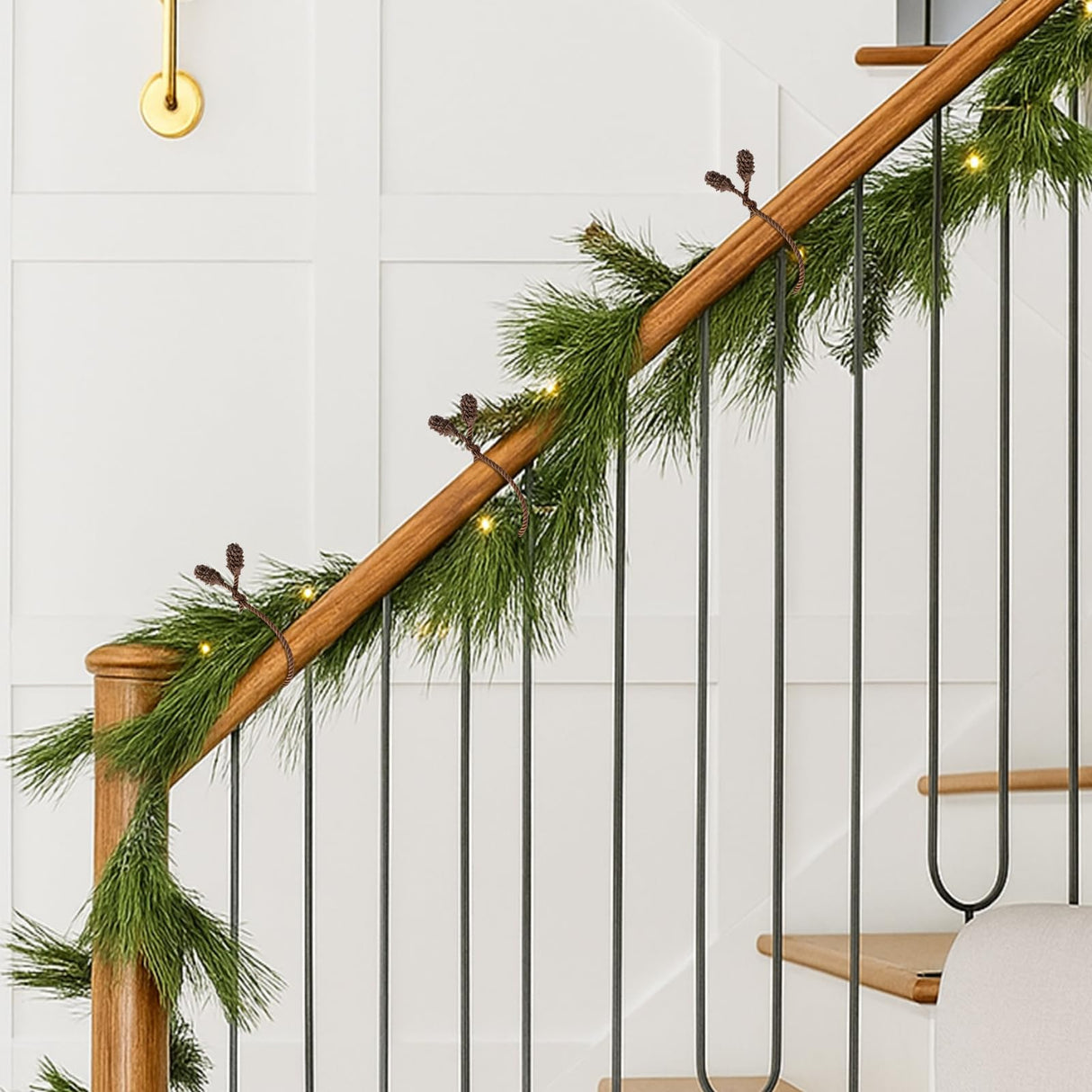 Shappy 36 Pieces Christmas Garland Ties for Banister Christmas Decorative Reusable Flexible Twist Ties for Garland Staircase Home Decoration Holiday Craft Wrapping (Brown)