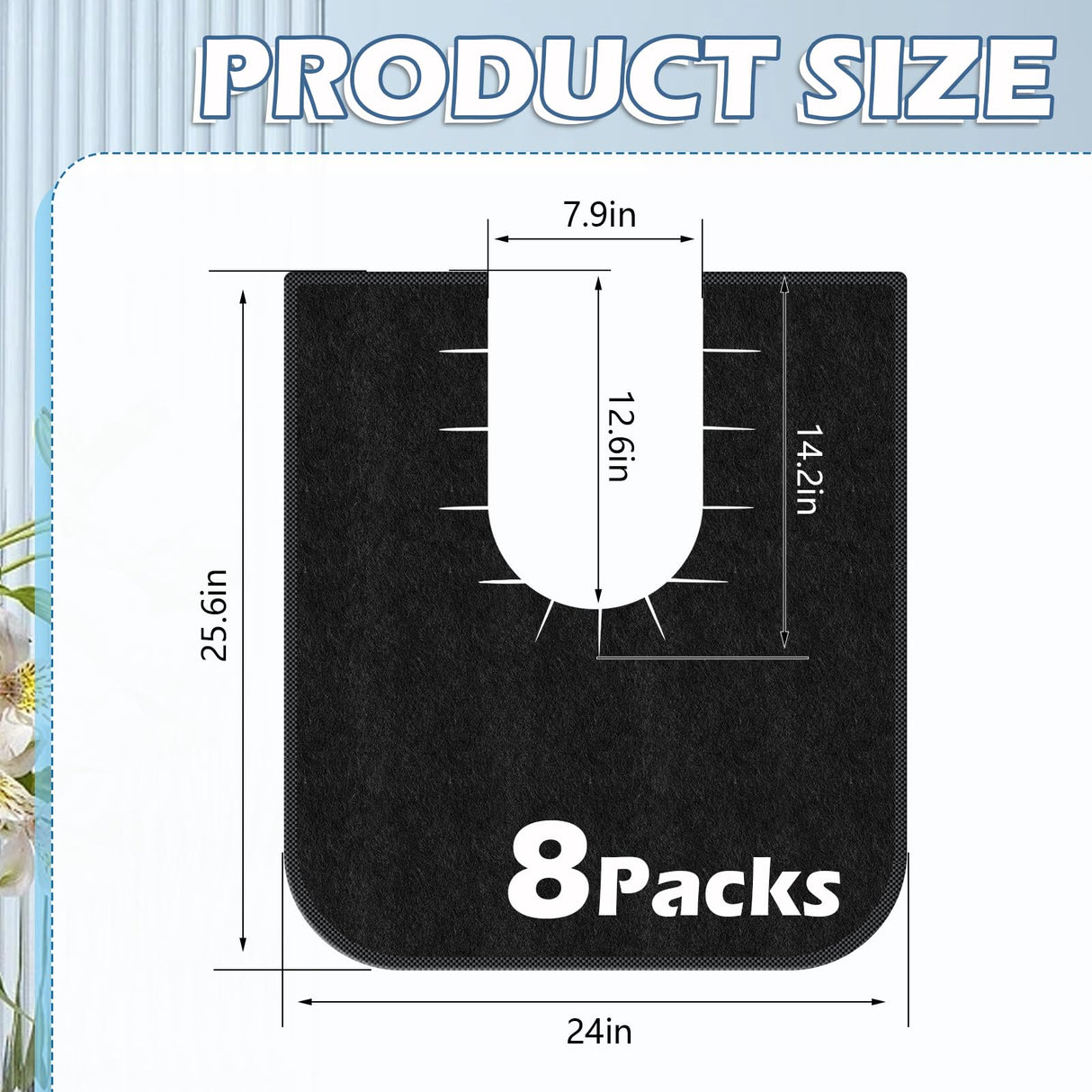 Yudlto 8 Pack Toilet Mats U Shaped Washable, Absorbent Toilet Floor Protector from Urine, Non Slip Bathroom Rugs for Around Toilet Base, Waterproof Washable Mats for Bathroom Floor
