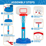 Toddler Basketball Hoop Indoor for Age 1-3, Adjustable Kids Basketball Hoops, Mini Basketball Hoop with 3 Balls for Outdoor Poolside, Birthday Christmas Sport Toys Gift for Baby Boys Girls Age 1 2 3 4