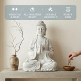 Greens Word Sculptures Buddha Statue, Garden Statues 23.6 Inch Tall, Large Magnesium Oxide Praying Buddha Sculpture Indoor & Outdoor, Spiritual Statue for Home Decor Yard Porch Patio, White