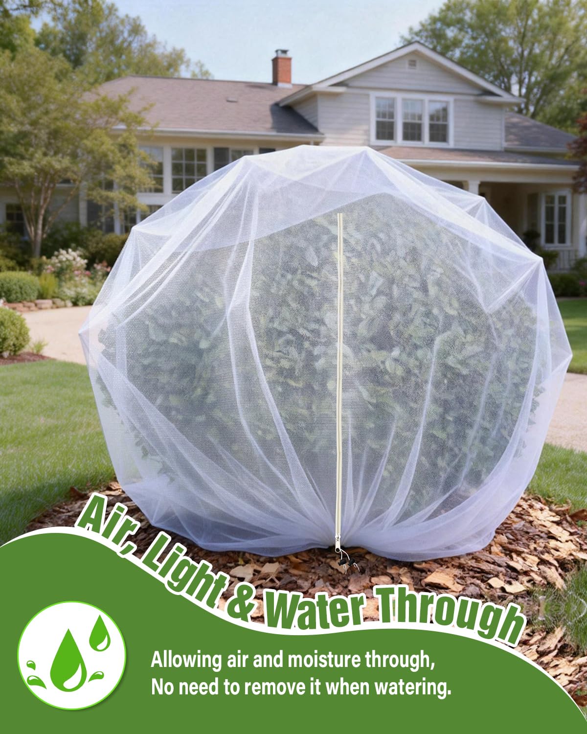 2 Packs 10x10FT Fruit Tree Netting with Zipper, 60-Mesh PE Pest Barrier