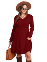 Sampeel Holiday Dresses for Women Elegant Sweater Party Dress Christmas Outfits 2025 Red L