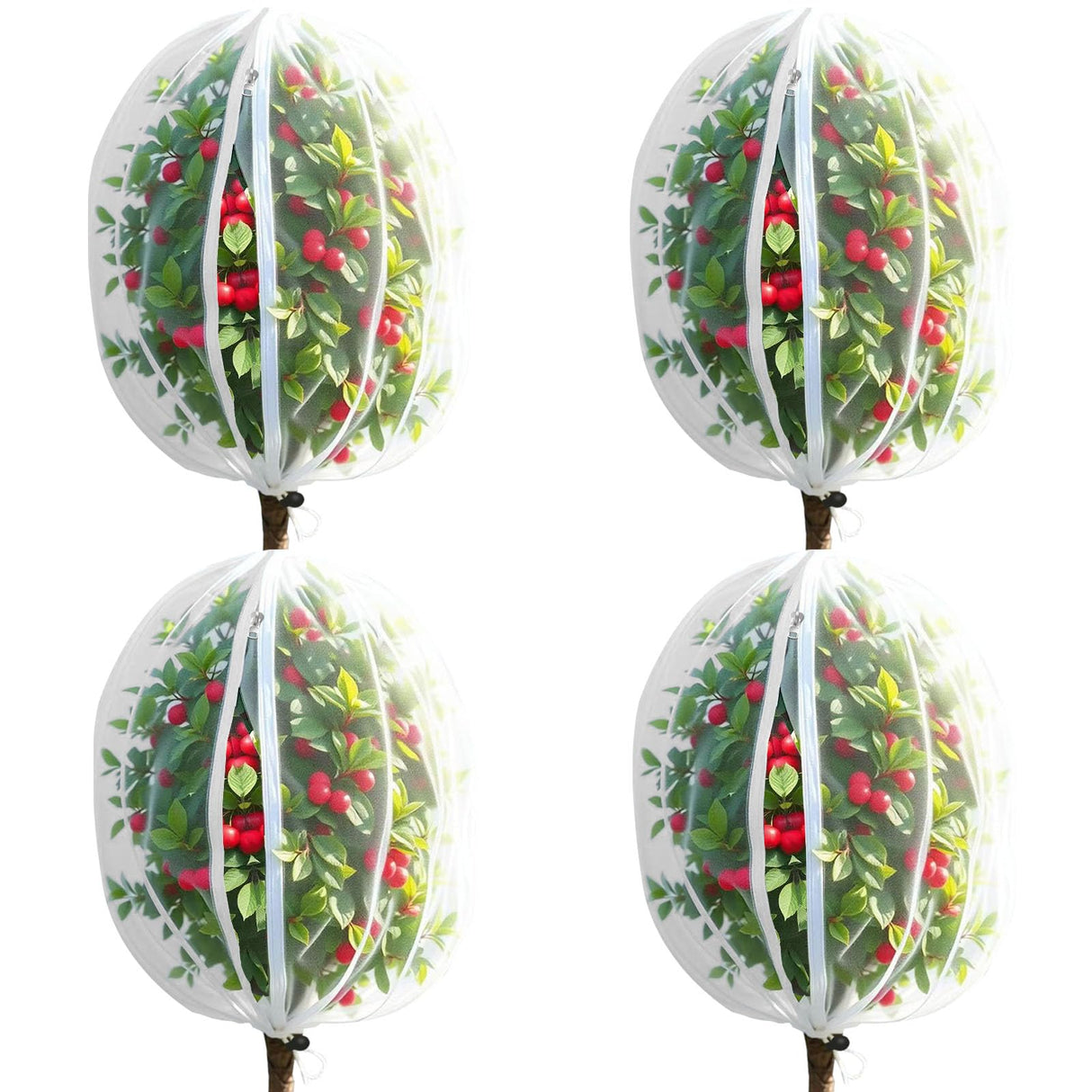 4 Pack Bird Netting Bags for Garden Protection, 3.3 x 4.6 FT Insect Barrier Mesh Covers with Zipper Drawstring, Fruit Tree Netting for Blueberry Bushes Tomatoes Vegetables and Outdoor Plants