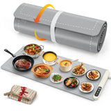 FYY Extra Large Warming Mat for Food - Rapid and Full Surface Heating, 6 Temp Settings, 6H Timer, Rollable Portable Food Warming Mat for Gatherings, Parties, Keep Meal Warm (XX Large Size, Gray)