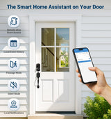 Veise VE06-H Smart Front Door Lock Set, App Control, Keyless Entry Deadbolt with Lever Handle, Electronic Digital Touchscreen Keypad, Auto Lock, Easy Install, Matte Black