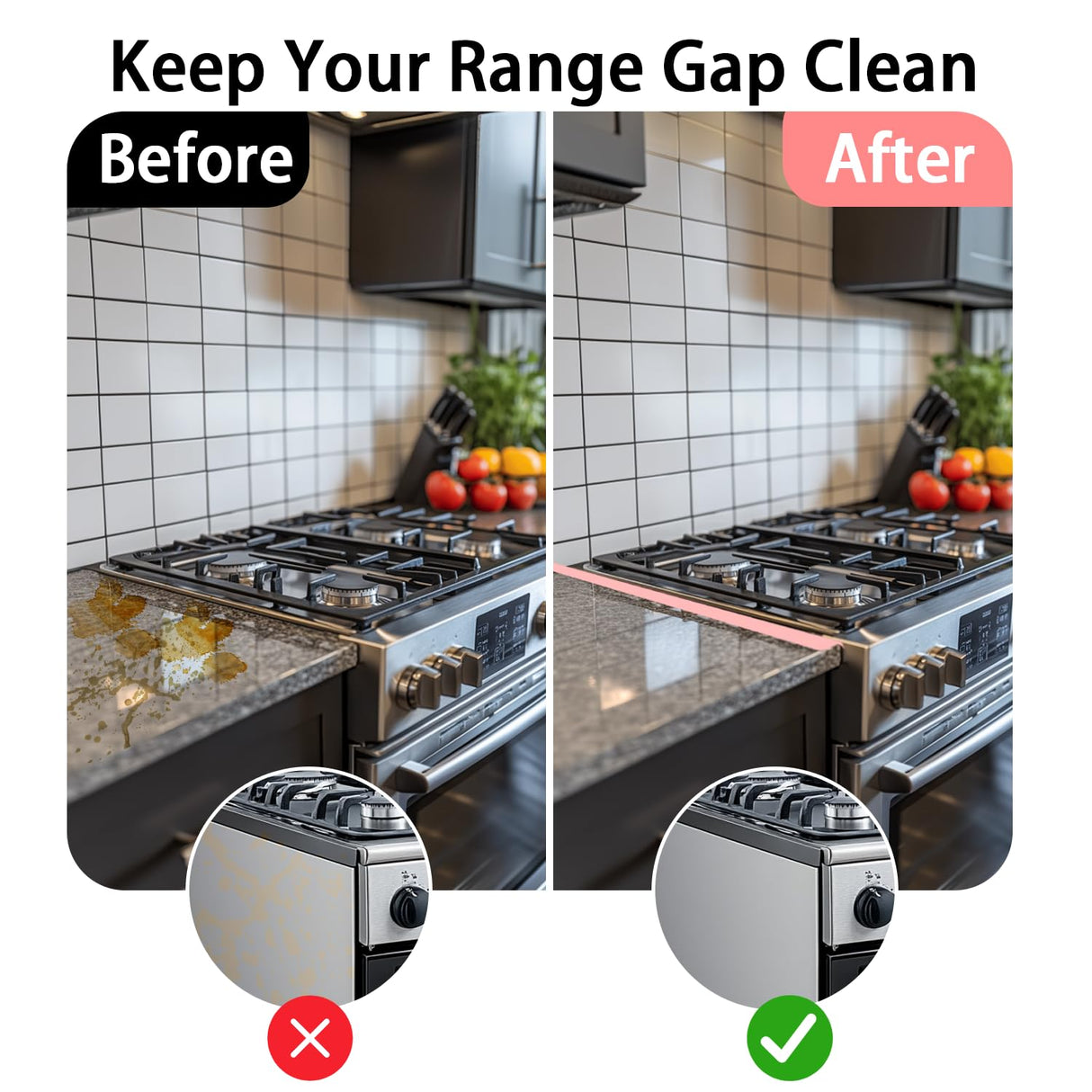 Stainless Steel Stove Gap Covers in Pink– 2 Pack Adjustable 13.8” to 27.5” Retractable Stove Gap Filler, Heat Resistant Guard for Range Top & Counter Gaps, Easy to Clean and Maintain