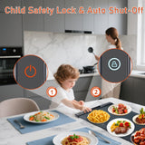 Food Warming Mats for Countertop, 23.62"*14.96" Warming Mat for Food, Silicone Heating Mat for Food, 7 Temperature & 4 Timers, Child Lock, Easy to Clean & Store, Food Warmer for Gatherings, Home, Blue