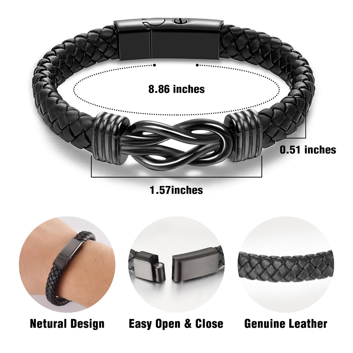 abooxiu Stainless Steel Cremation Bracelet for Ashes, Black, Memorial Jewelry Keepsake Bangle for Men & Women
