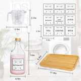 2 Pcs Glass Laundry Detergent Dispenser Bottle, Liquid Laundry Soap Dispenser for Laundry Room, 64oz Detergent Bleach Softener Dispenser for Farmhouse Decor, Includes Bamboo Pumps Tray Funnel Labels