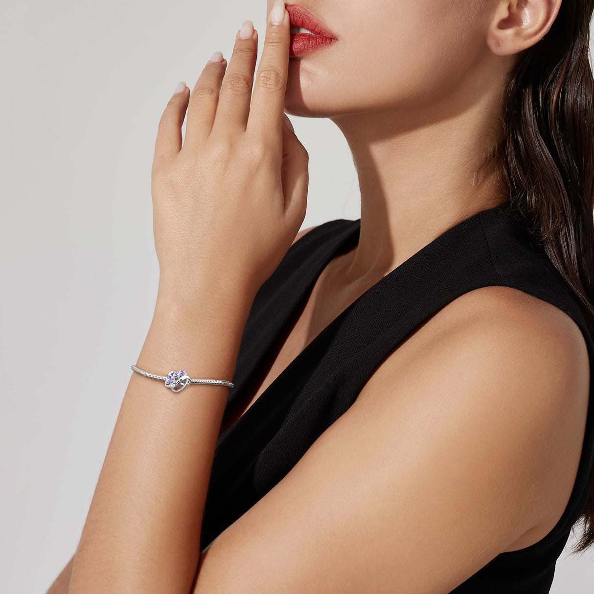 JIAYIQI Heart June Birthstone Charm for Pandora Charms Bracelet