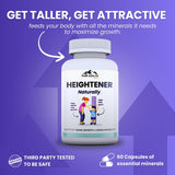 Heightener - Natural Height Growth Supplement for Kids, Teens and Adults to Increase Bone Strength and Grow Taller | Height Maximizer Pills with L-Arginine, Calcium & Zinc | 60 Capsules