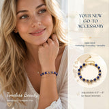 Handmade Lapis Lazuli Bracelet Natural Gemstone 14K Gold-Plated Chain Bow