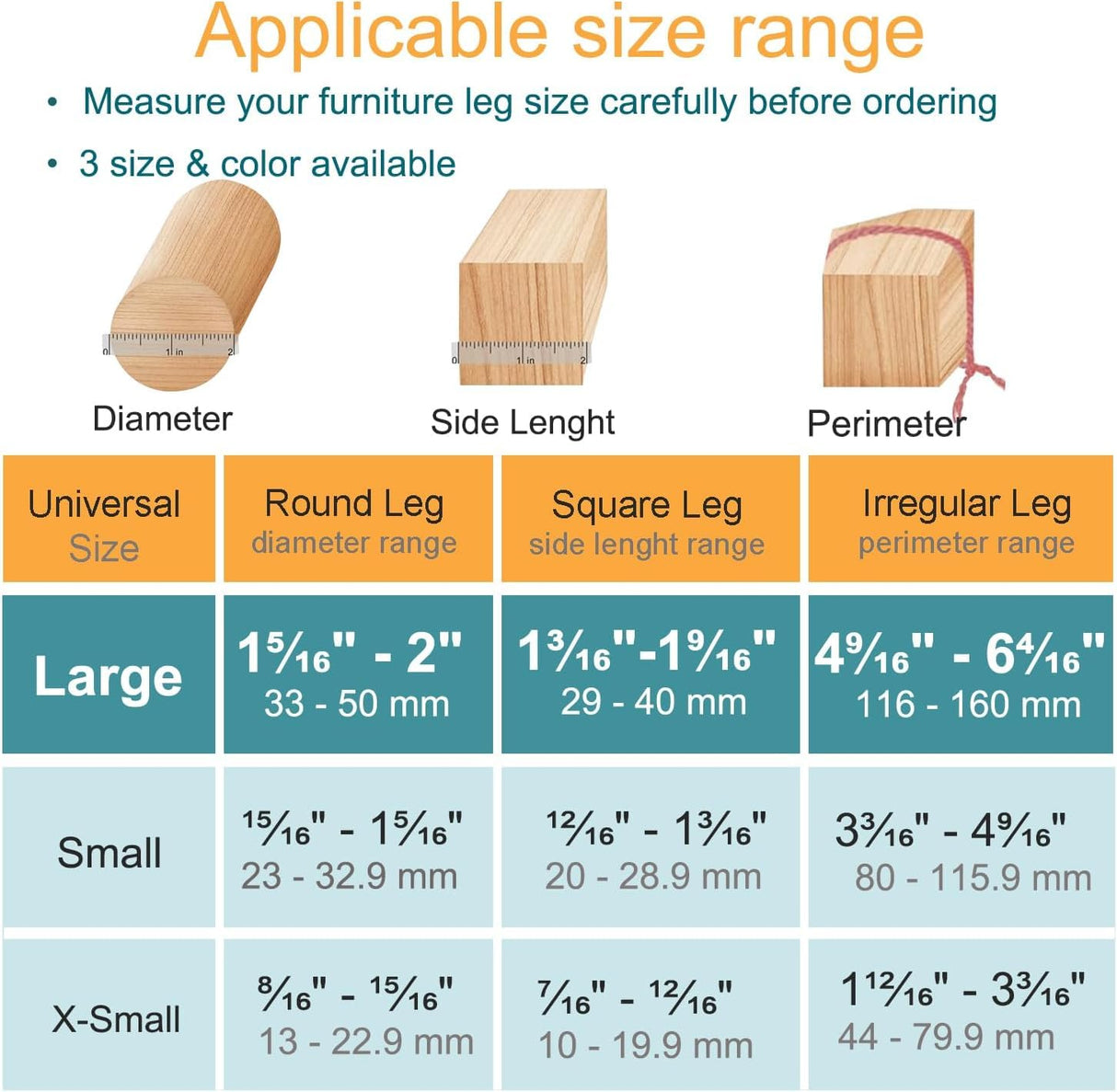 32 Pcs Chair Leg Floor Protectors - Silicone Felt Pads, Scratch-Proof & Noise-Free, Easy Smooth Moving, Large Size (Fits Round Chair Legs: 1-5/16" to 2" Diameter)