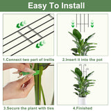 Xeeol 32.6in Tall Plant Trellis Indoor, Metal Garden Trellis for Climbing Plants, Expandable Trellis for Potted Plants for Ivy Pothos Hoya Monstera, 2 Pack