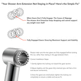 5 Inch Adjustable Shower Head Extension Arm, With Locking Set Screw, Singing Rain 304 Stainless Steel Chrome Angle Height Adjustable, Easy Install, G1/2 Universal Connector Compatible (Chrome Finish)