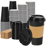 Lamosi 20 Pack 16 oz Disposable Coffee Cups with Lids and Sleeves, White Leak-Proof To Go Coffee Cups with Lids, Hot/Cold Beverage Drinking Cup for Home, Office, Hotel, Parties, Travel