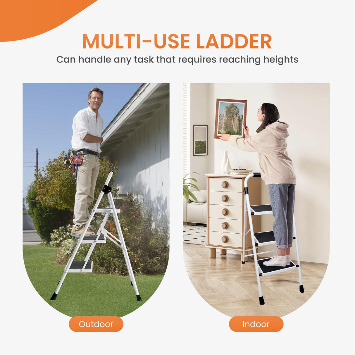 Sweetcrispy 3 Step Ladder, 330lbs Folding Step Stool with Anti-Slip Pedal