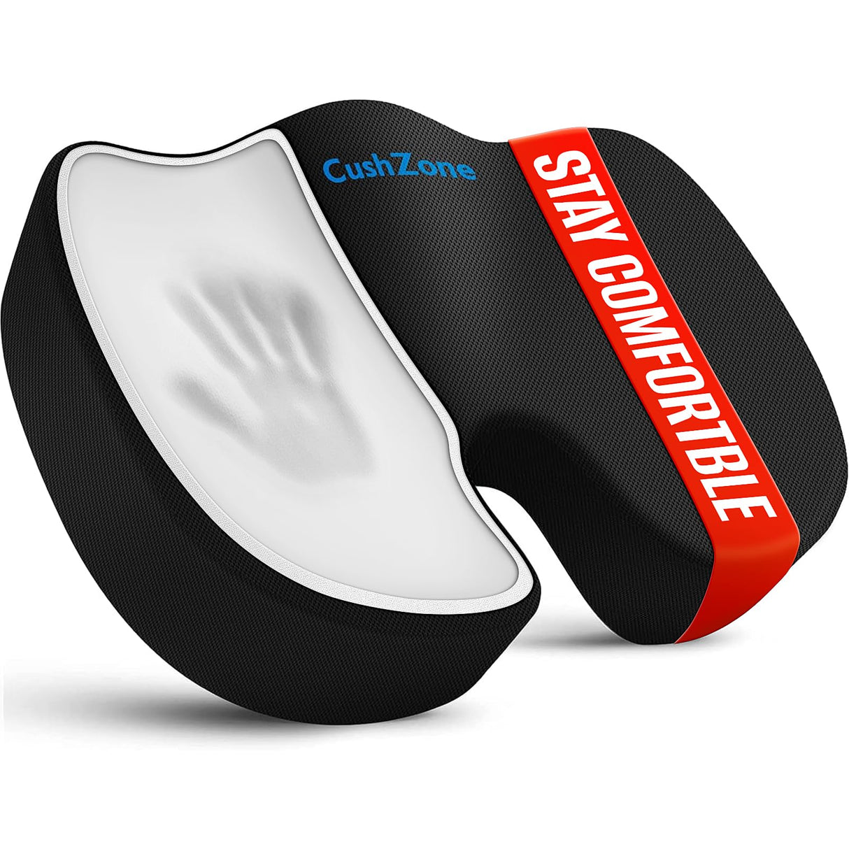 Ergonomic Memory Foam Seat Cushion with Non-Slip Base - Office Chair, Car, Airplane, Wheelchair & Bleacher Support - Pressure Relief for Back, Tailbone & Sciatica (Black)