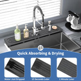 Stone Faucet Mat for Kitchen Sink, Water Absorbing Sink Water Splash Guard, Fast-Drying Kitchen Sink Faucet Mat, Durable Protector and Stone Drying Mat for Kitchen Counter & Bathroom Sink