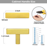 Ravinte Decor 25 Pack Gold Cabinet Knobs - Sqaure Bar Cabinet Pulls Brushed Brass Knobs for Kitchen Drawer Stainless Steel Dresser Pulls for Kitchen Hardware 2in Length Single Hole