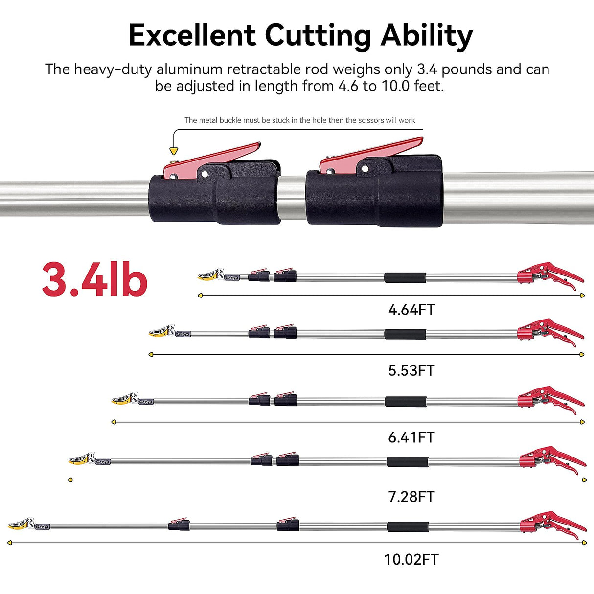 FLORA GUARD Extendable Tree Pruner 4.6-10ft, Telescoping Pole Pruner & Pole Saw with Cut & Hold Fruit Picker, Lightweight Long Reach Branch Trimmer for High Trees