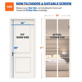 MAGZO Magnetic Screen Door Fit Door Size 36 x 80 Inch, Screen Size 38" x 81" Strong Magnet Door Mesh with Reinforced Hook & Loop for Patio, Sliding, French Door, White