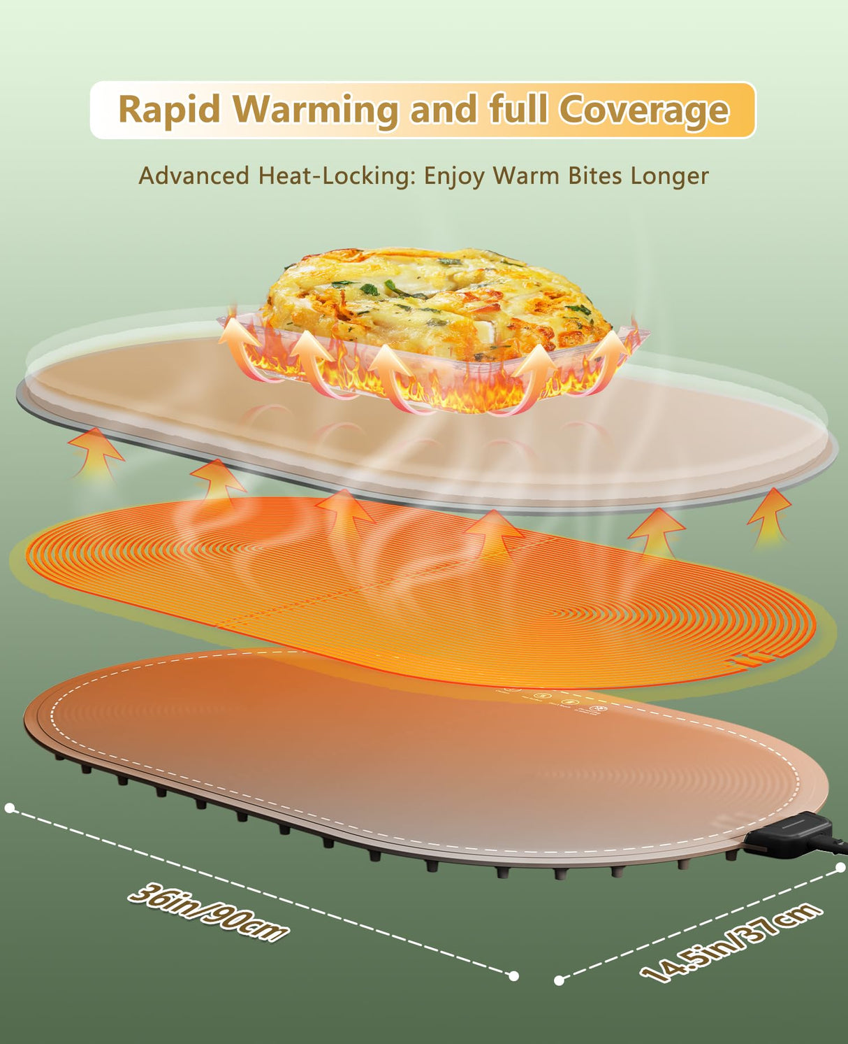 Food Warming Mats for Countertop Extra Large(XXL 36"x15"),Electric Heating Pad for Food,Roll Up Silicone Warmer Mat for Party,Christmas House Warming Gift for Home Daily Use(Gray)