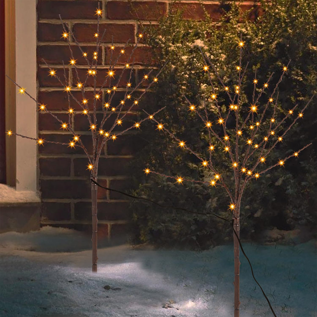 Lighted Christmas Tree Branches, 30IN 100LED Artificial Brown Twig Branch with Warm White Lights, Timer & Battery Operated, Waterproof for Indoor Outdoor Holiday Xmas Office Bedroom Party Decorations