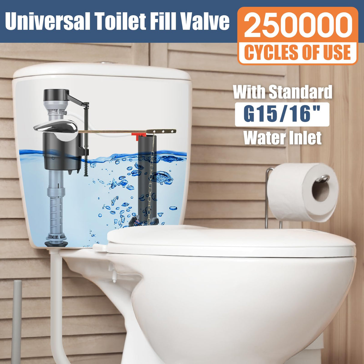 Teviora Universal Toilet Flusher Replacement Kit, Water-Saving & Height Adjustable Fill Valve, 2-Inch Flapper, Quiet & Anti-Siphon Toilet Repair Kit Inside Tank, Easy to Install (Black, 1-Pack)