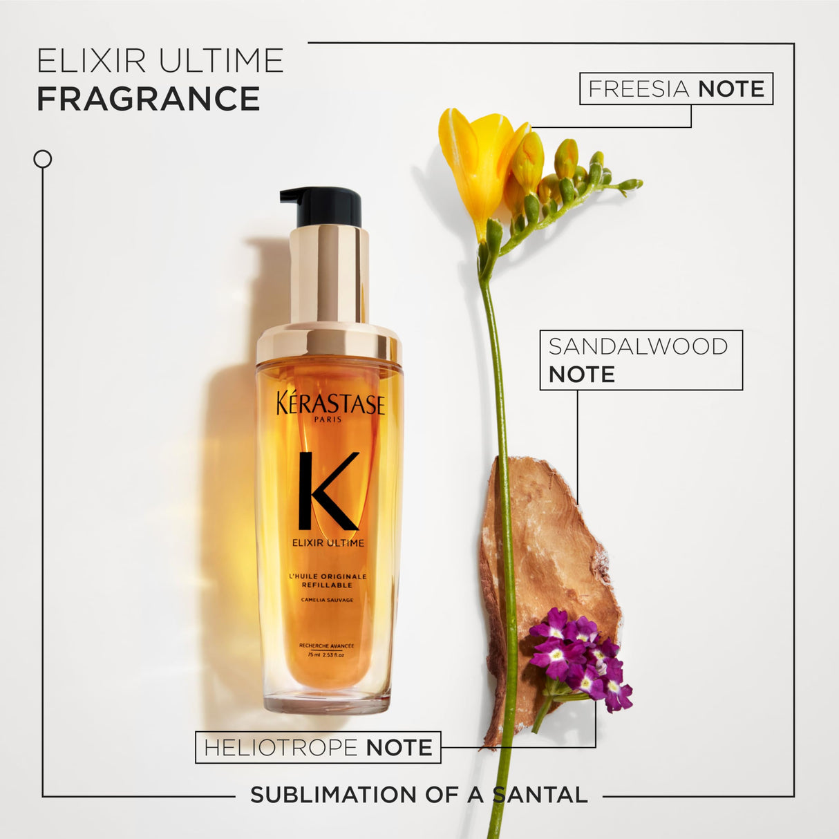 KÉRASTASE New Elixir Ultime Refillable L'Huile Original Hair Oil, Hydrating Oil Serum to Smooth Frizz and Add Shine with Wild Camellia, Strengthens and Provides Heat Protection, All Hair Types